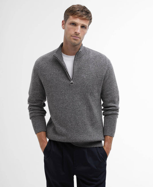 Barbour Essential Tisbury Half-Zip Jumper - Grey MKN1187GY12_01front
