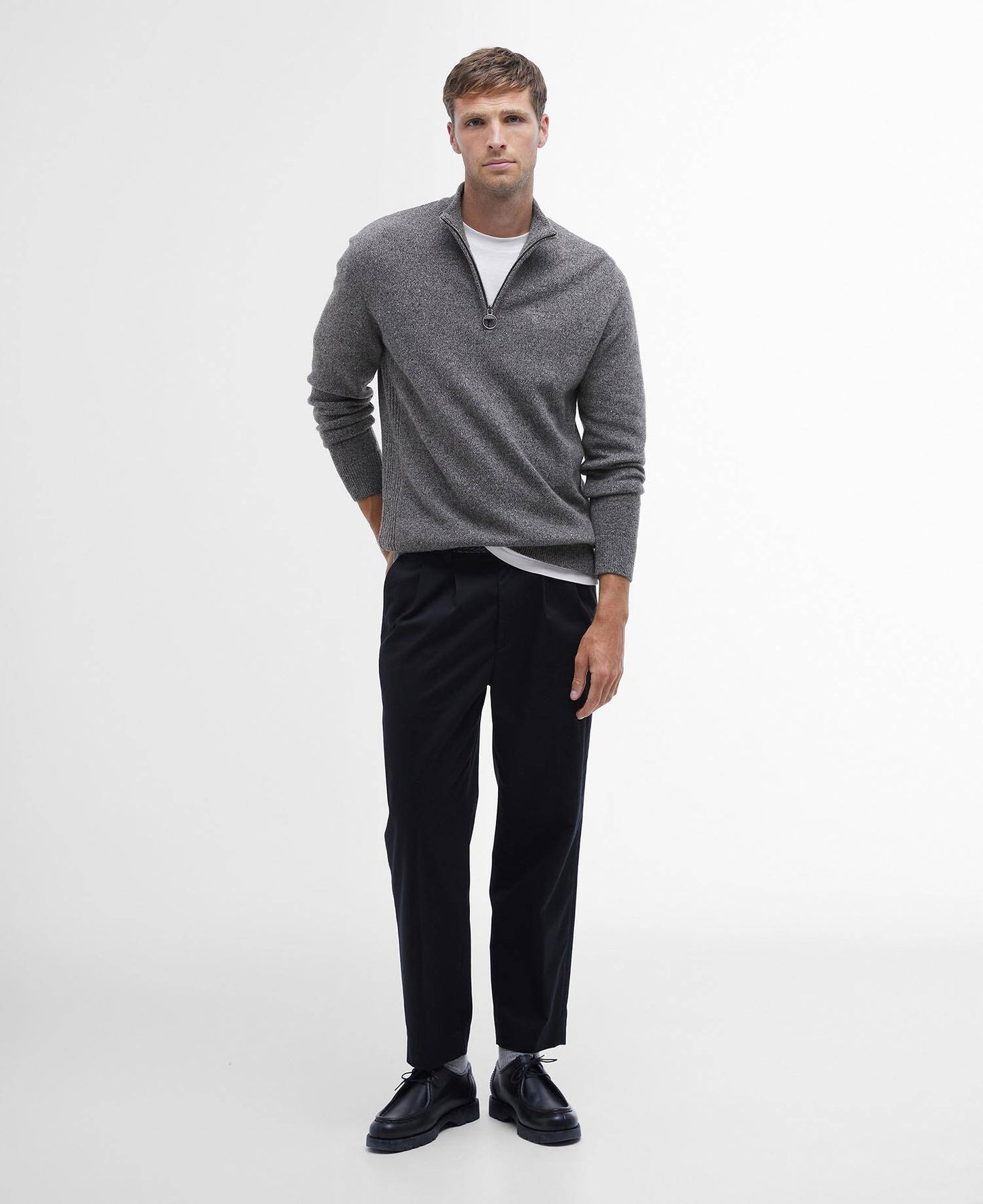 Barbour Essential Tisbury Half-Zip Jumper - Grey MKN1187GY12_03getthelook