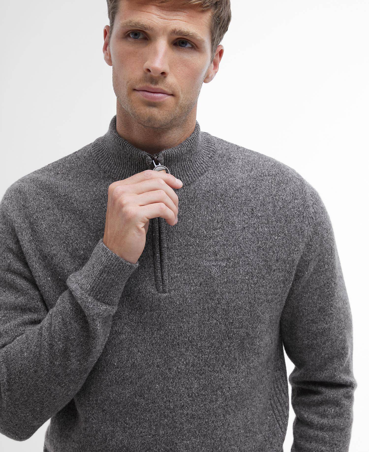 Barbour Essential Tisbury Half-Zip Jumper - Grey MKN1187GY12_05detaila