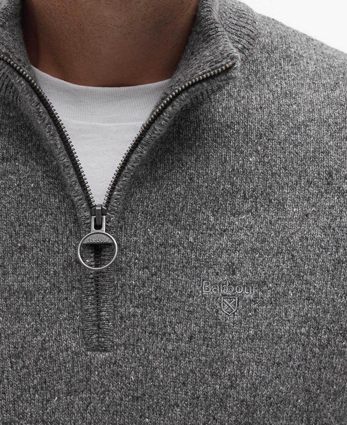 Barbour Essential Tisbury Half-Zip Jumper - Grey MKN1187GY12_05detailb