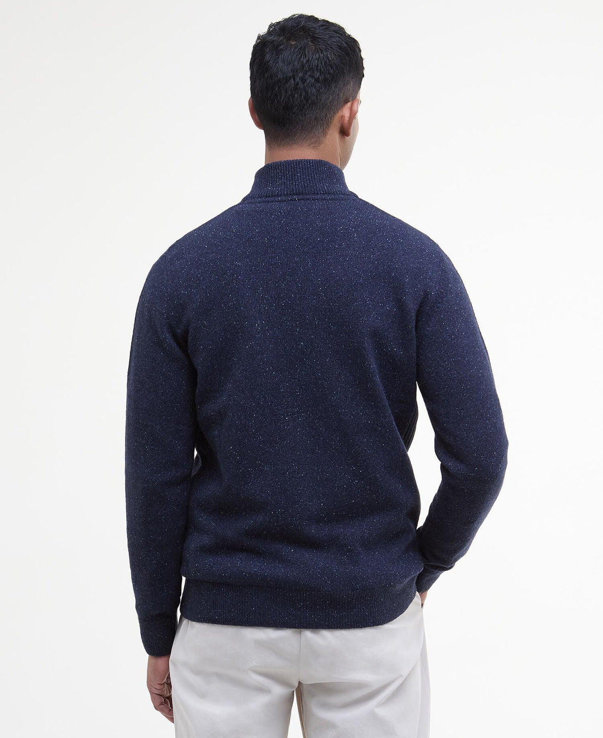 Barbour Essential Tisbury Quarter Zip Jumper in Navy - back