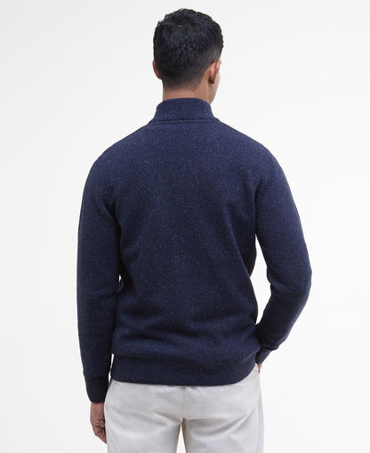 Barbour Essential Tisbury Quarter Zip Jumper in Navy - back