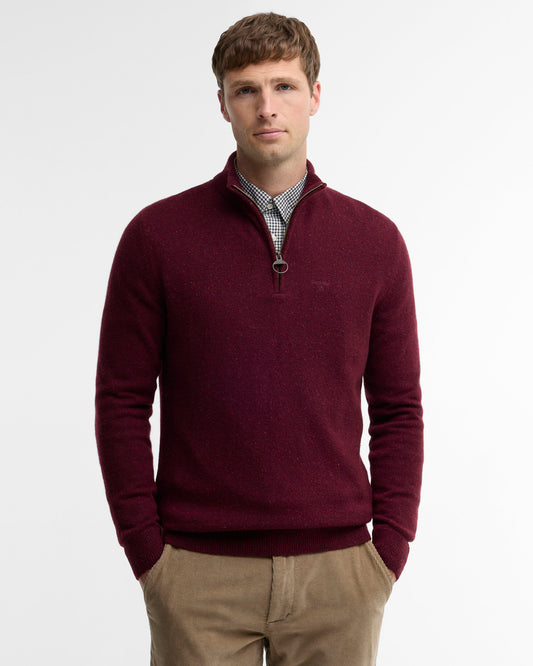 Barbour Essential Tisbury Quarter-Zip Jumper - Ruby MKN1187RE53_01front_1e43a278-f915-4de6-9dbe-3657b1be732a