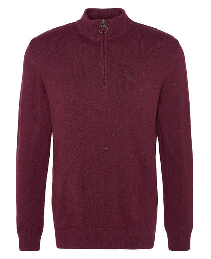 Barbour Essential Tisbury Quarter-Zip Jumper - Ruby MKN1187RE53_02flat