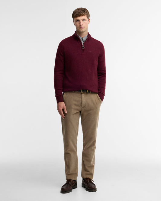 Barbour Essential Tisbury Quarter-Zip Jumper - Ruby MKN1187RE53_03getthelook