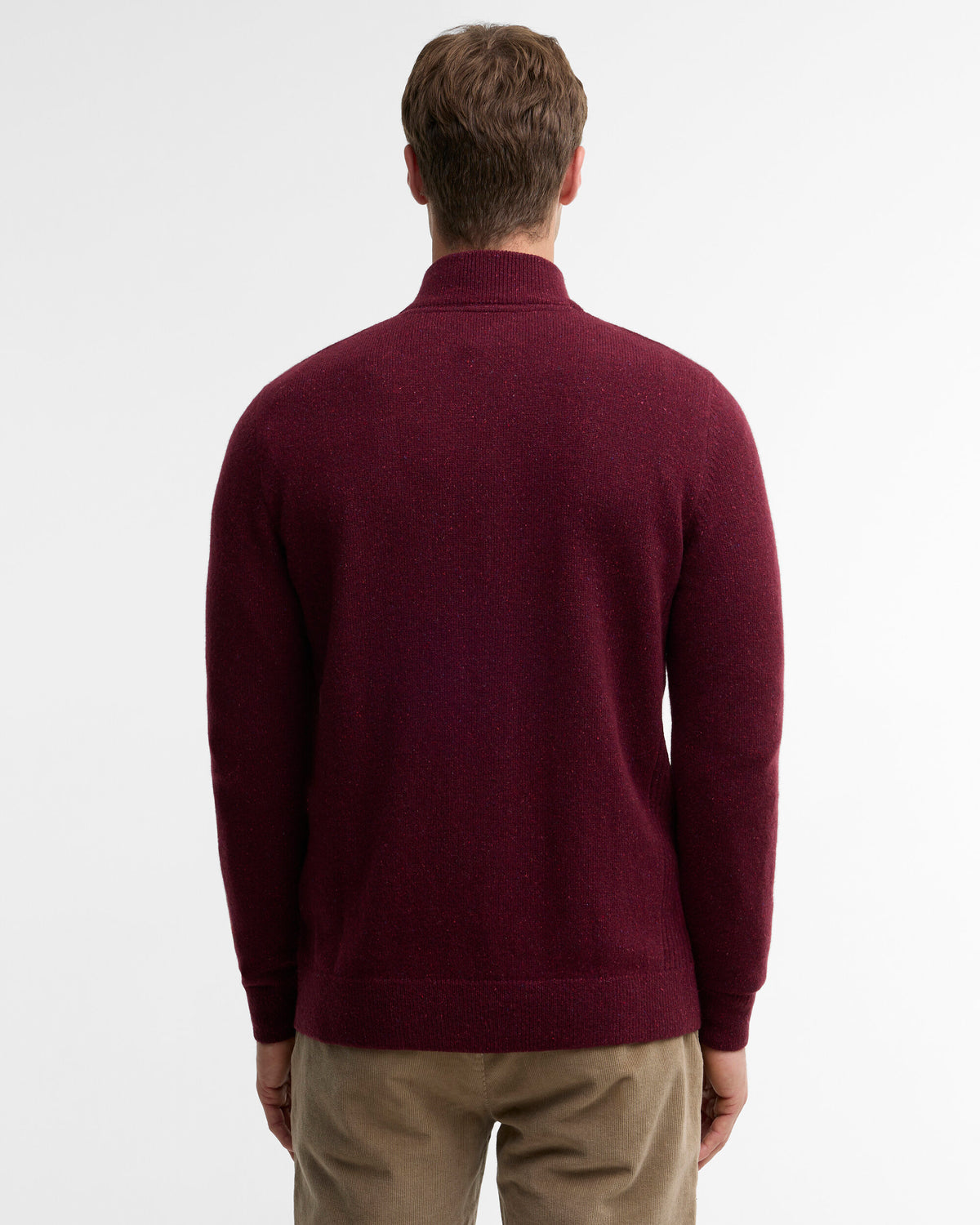 Barbour Essential Tisbury Quarter-Zip Jumper - Ruby MKN1187RE53_04back_3da9ba4b-8e59-4264-b671-c81b33677cb9