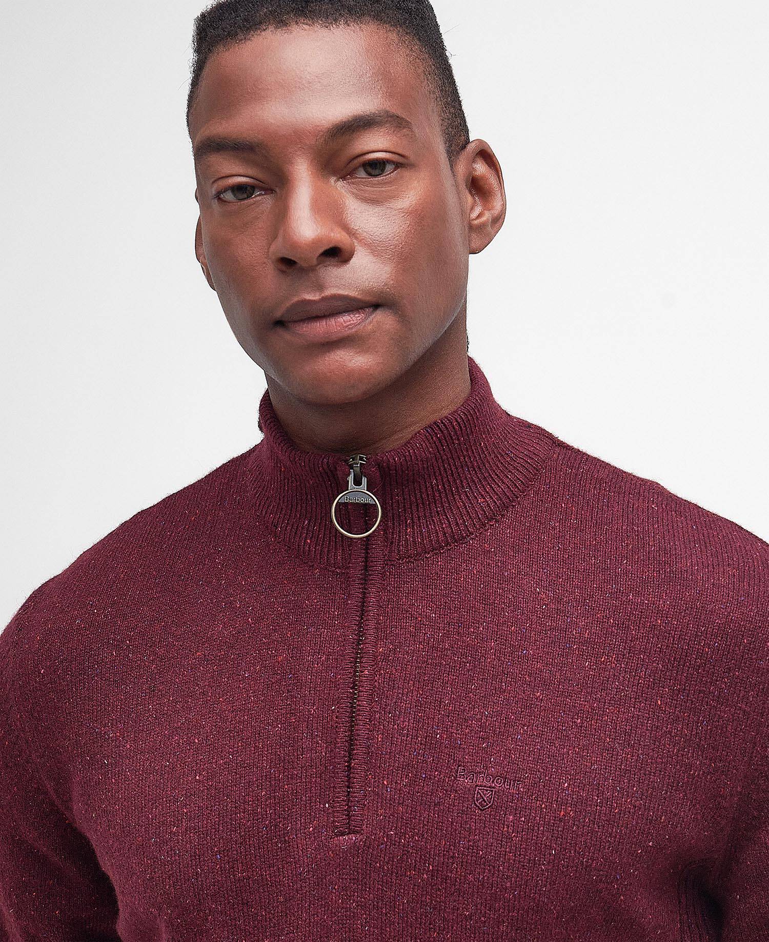 Barbour Essential Tisbury Half-Zip Jumper - Ruby MKN1187RE53_05detaila