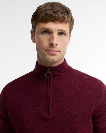 Barbour Essential Tisbury Quarter-Zip Jumper - Ruby MKN1187RE53_05detaila_c7f46660-ba50-487f-801f-6c6d371492d0
