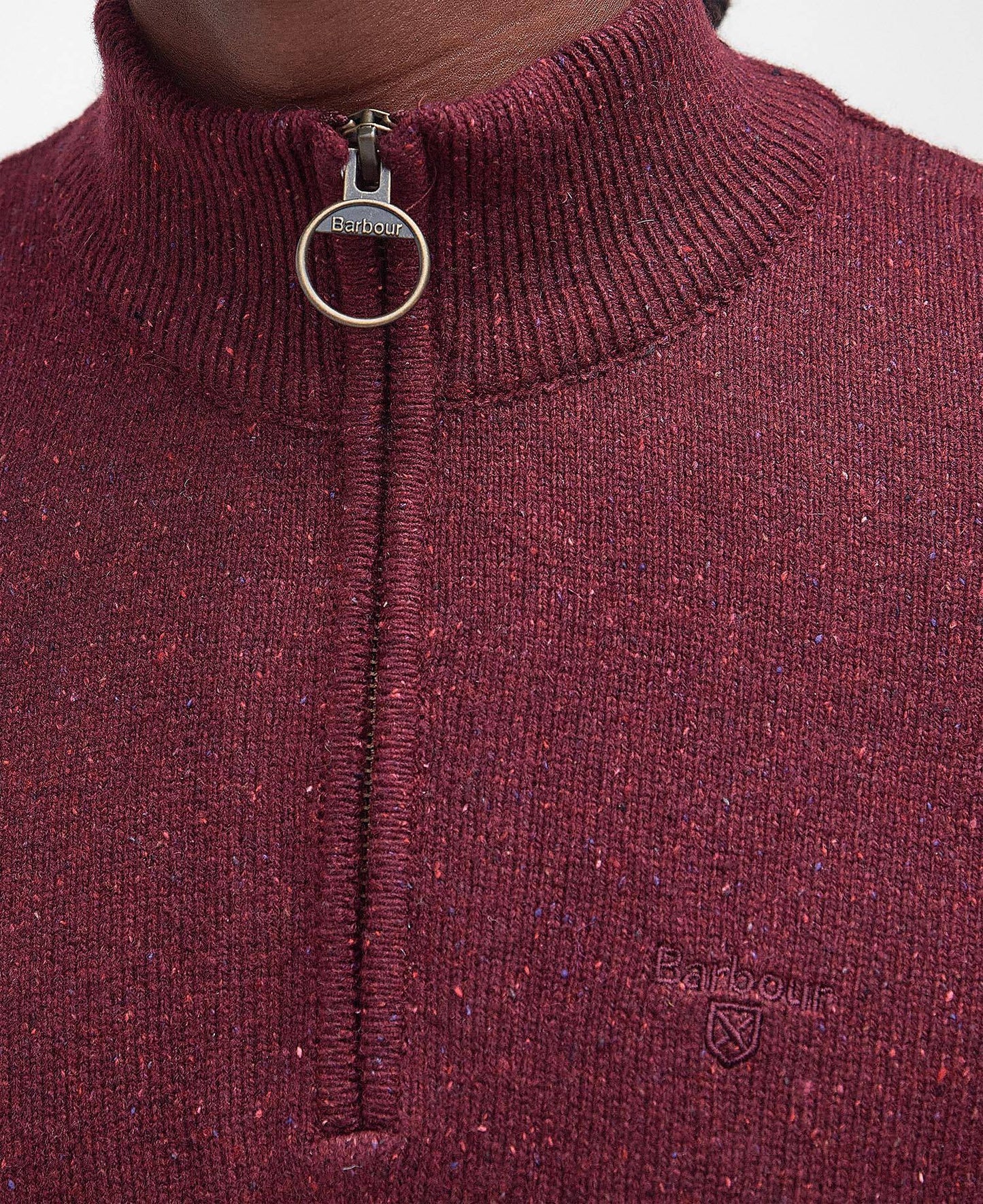 Barbour Essential Tisbury Half-Zip Jumper - Ruby MKN1187RE53_05detailb