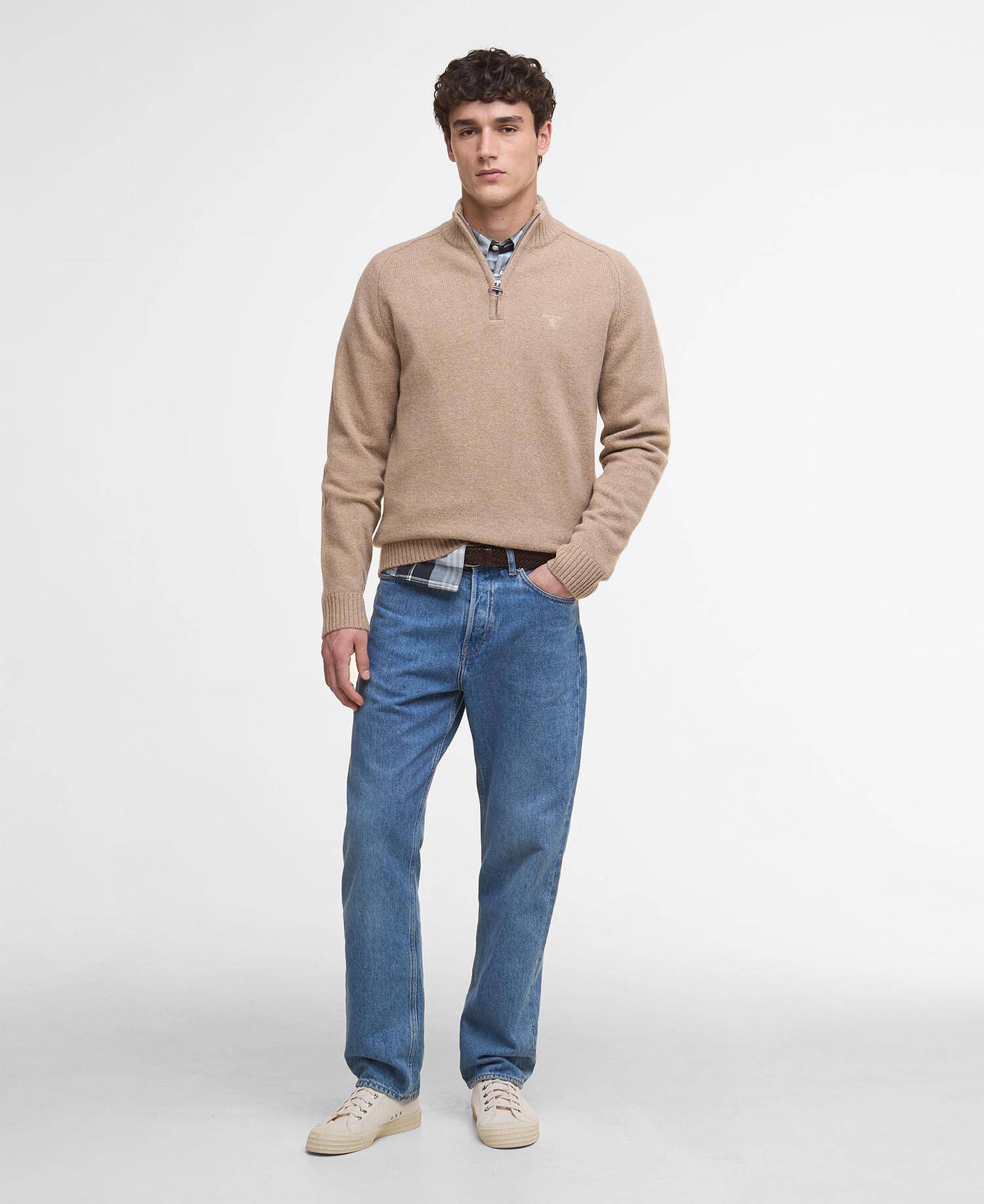 Barbour Grangetown Half-Zip Jumper - Washed Stone MKN1653ST17_03getthelook