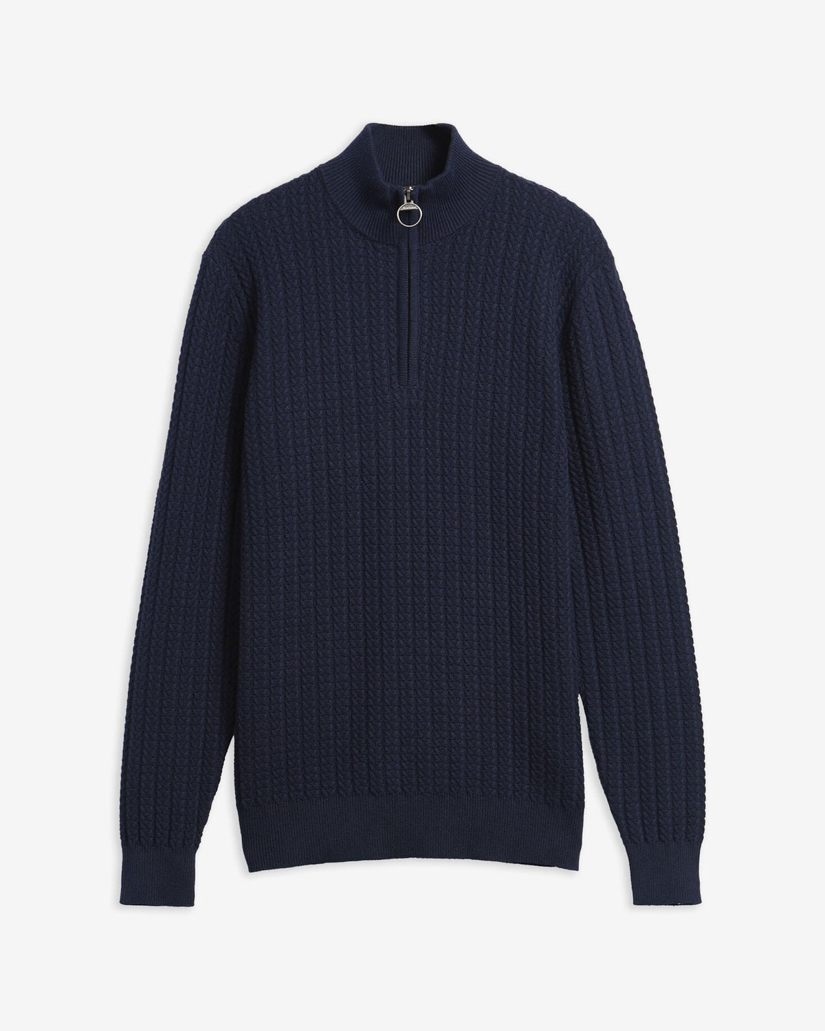 Barbour Herringbone Half Zip Jumper in Navy - flat