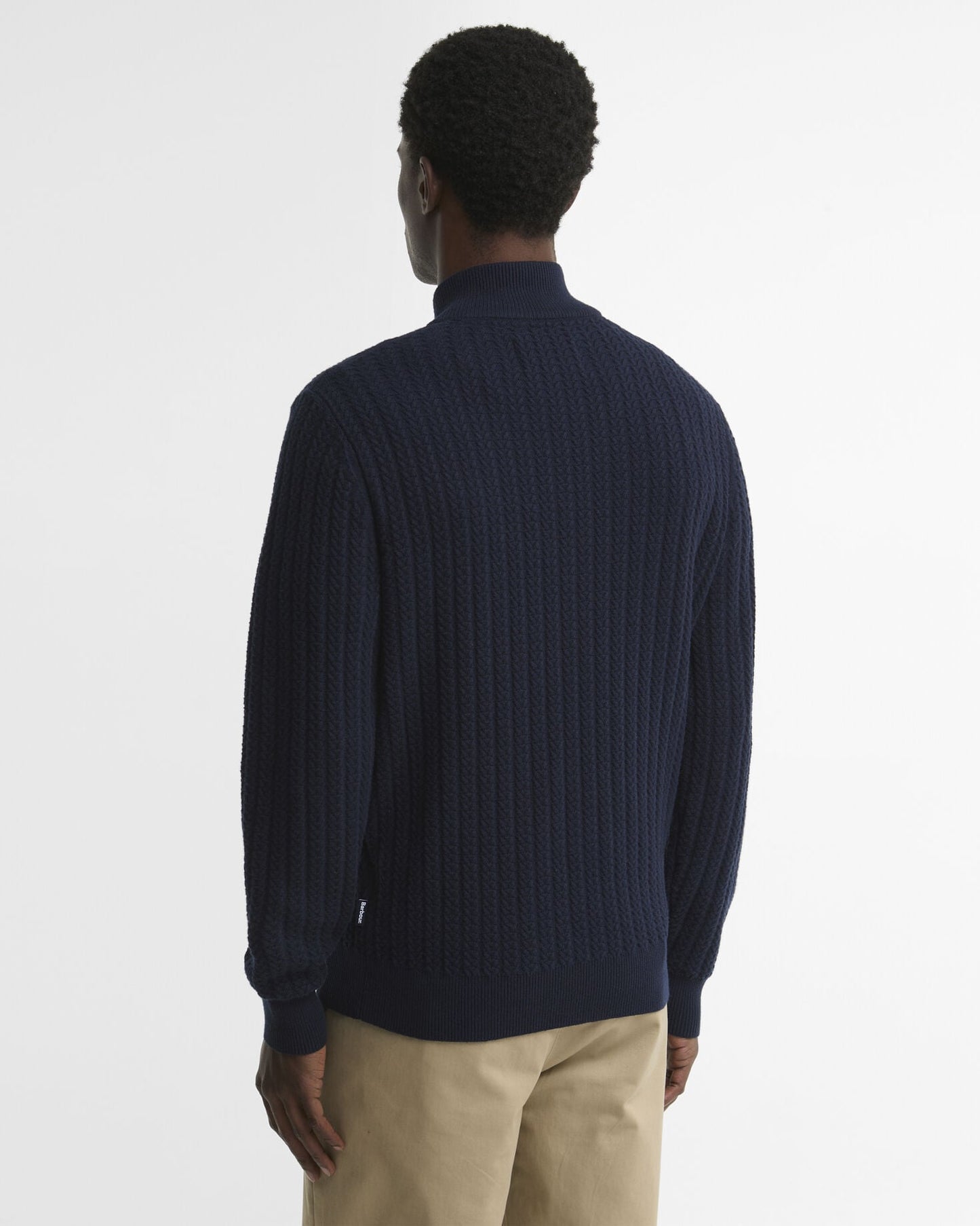 Barbour Herringbone Half Zip Jumper in Navy - back