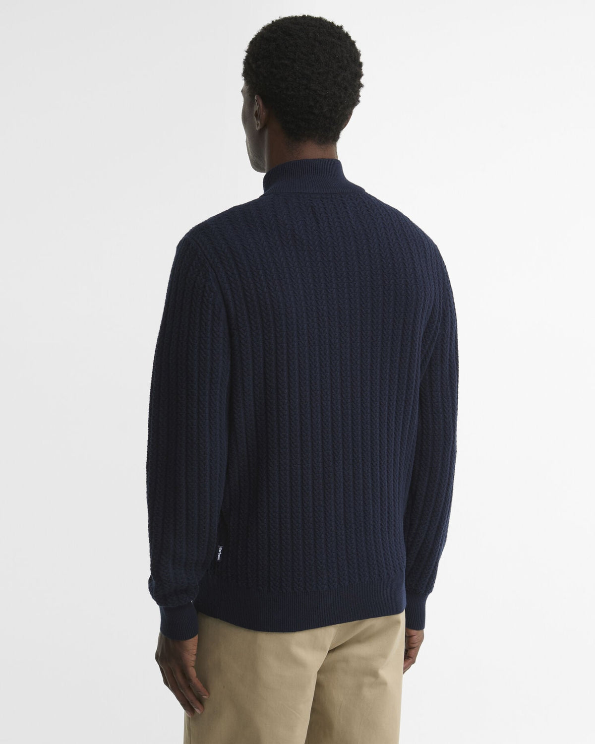 Barbour Herringbone Half Zip Jumper in Navy - back