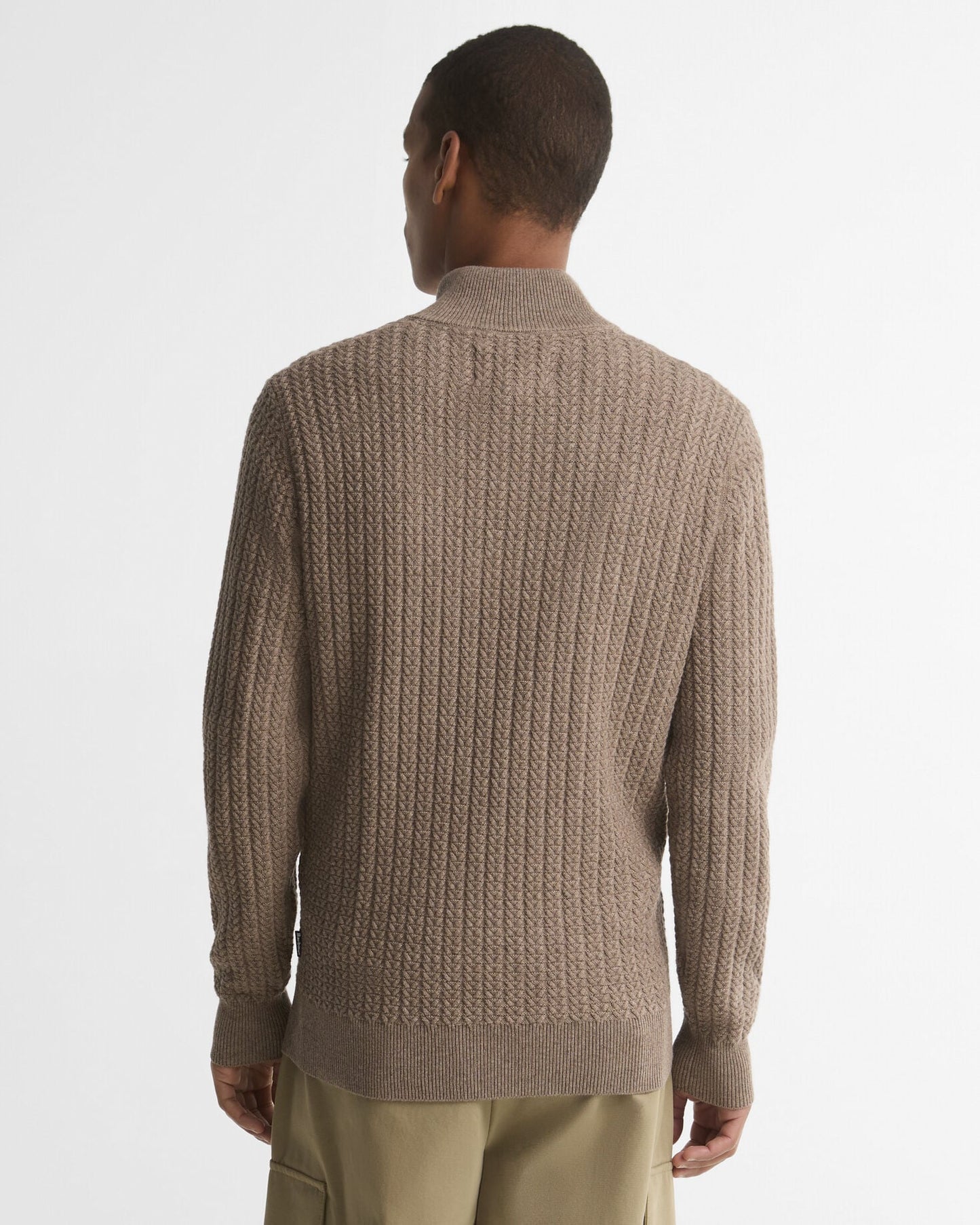 Barbour Herringbone Half-Zip Jumper Stone - back