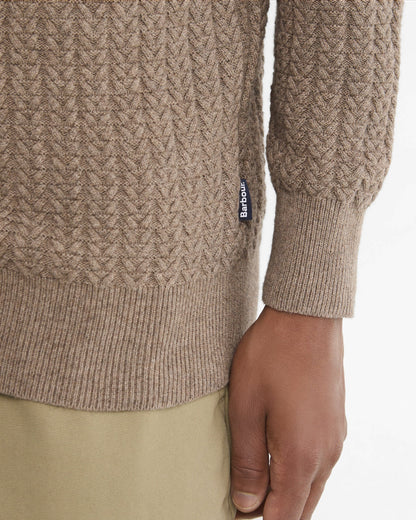 Barbour Herringbone Half-Zip Jumper Stone - detail