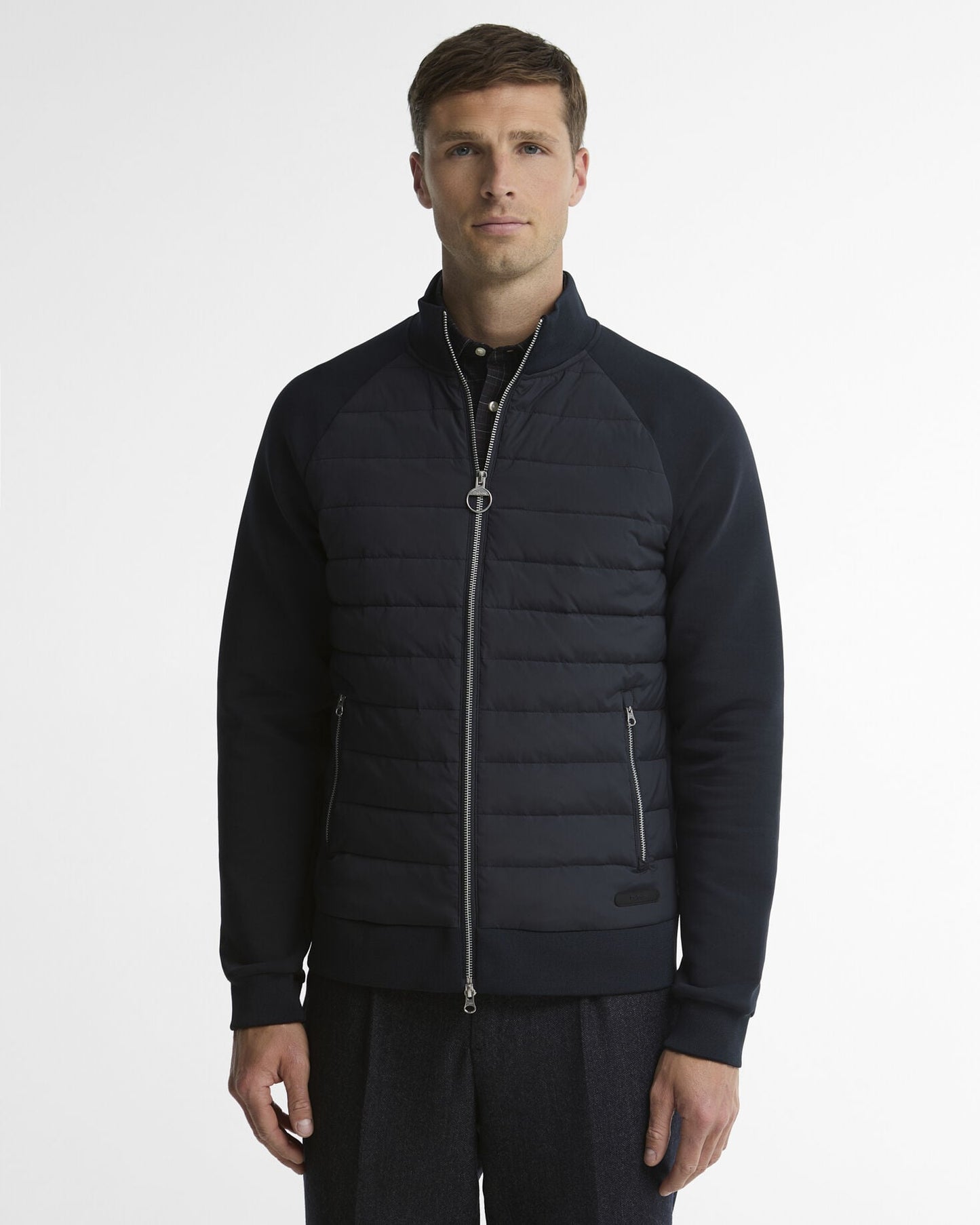 Barbour Thornton Quilted Sweatshirt Navy - front
