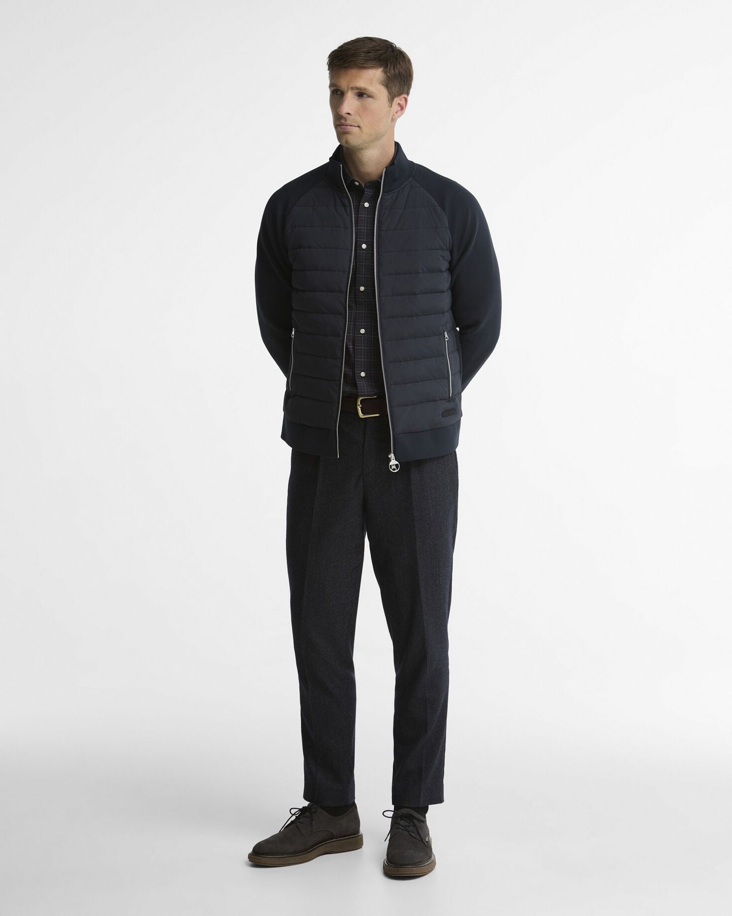 Barbour Thornton Quilted Sweatshirt Navy - styled