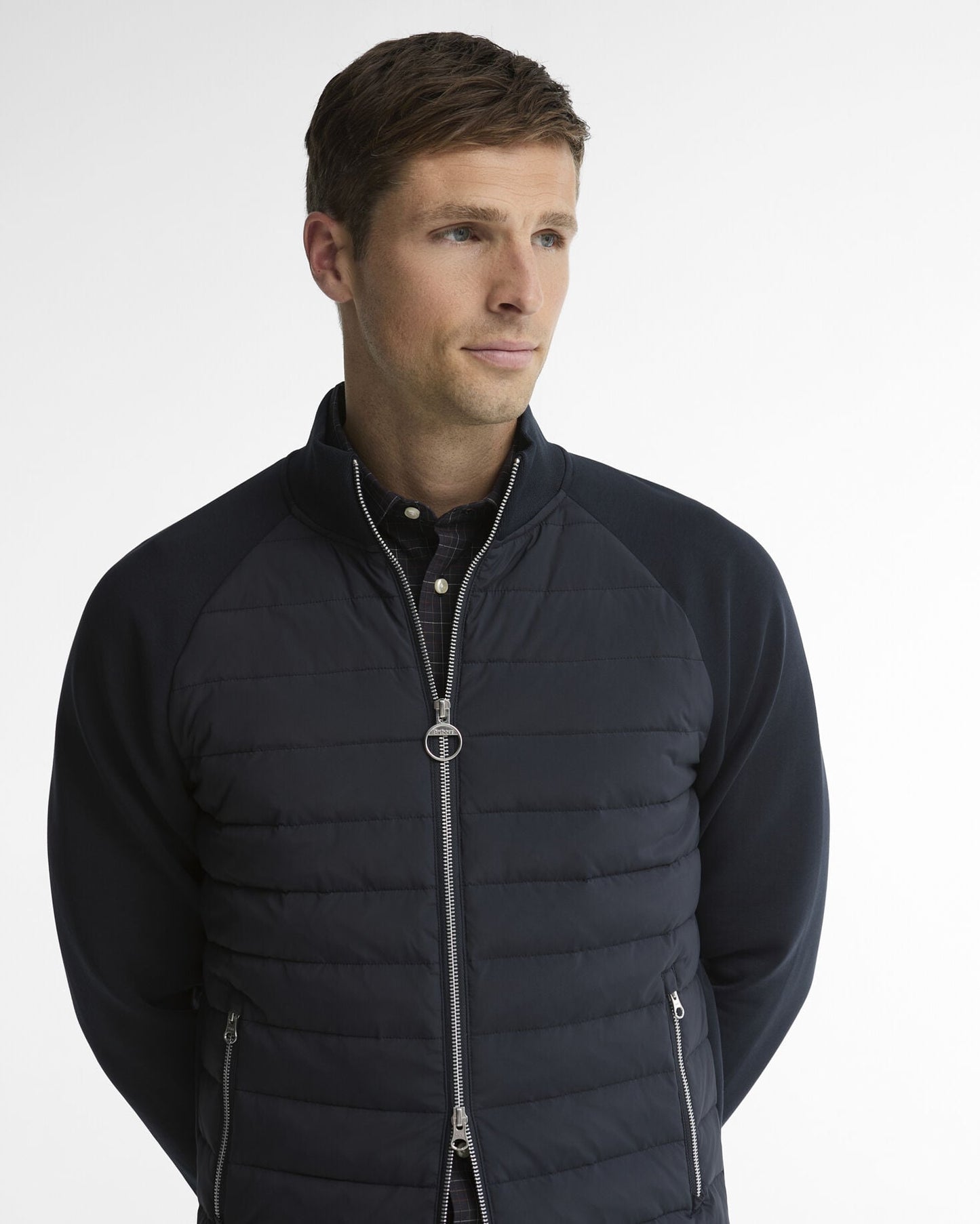 Barbour Thornton Quilted Sweatshirt Navy - detail