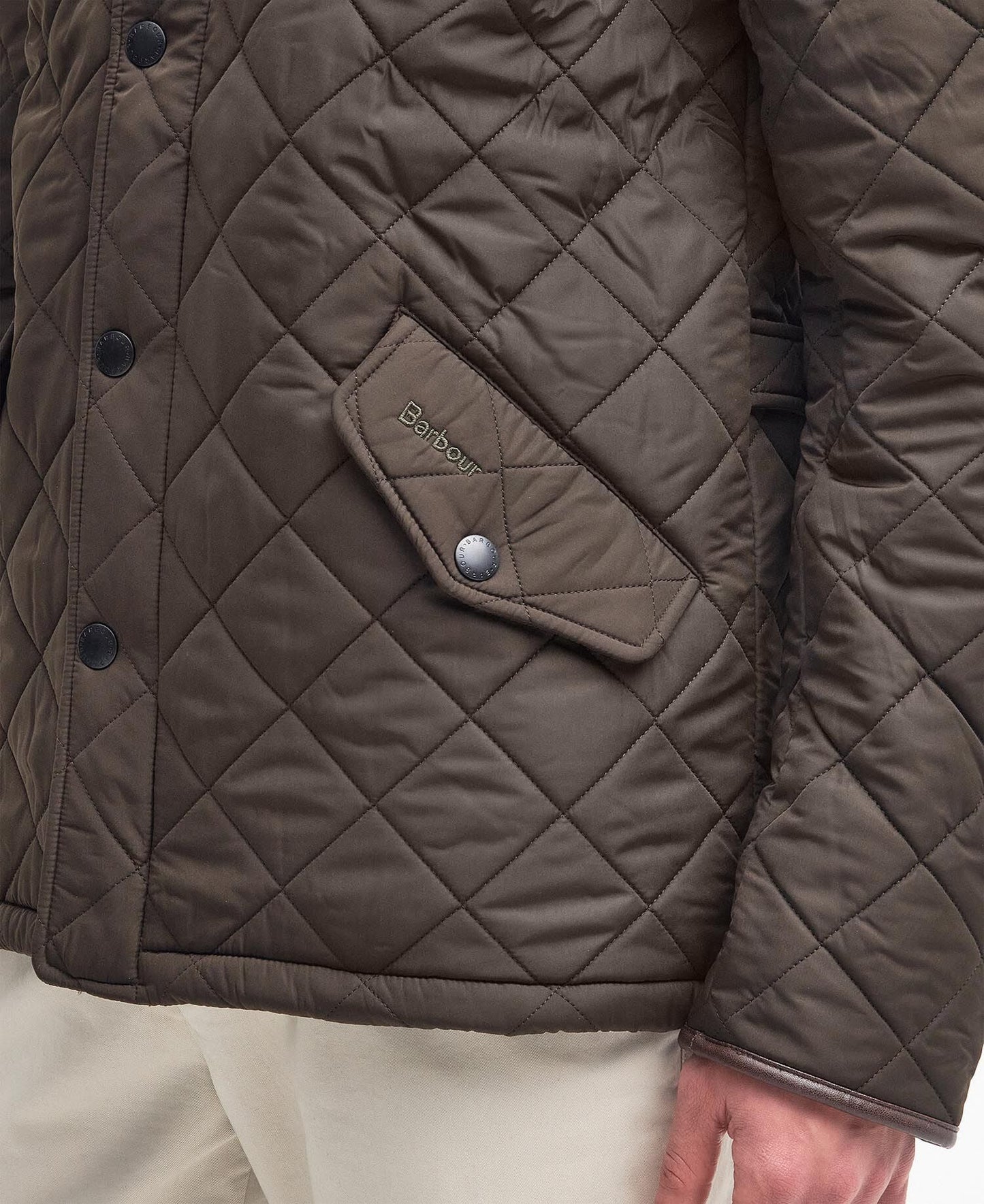Barbour Powell Quilted Jacket Olive - detail