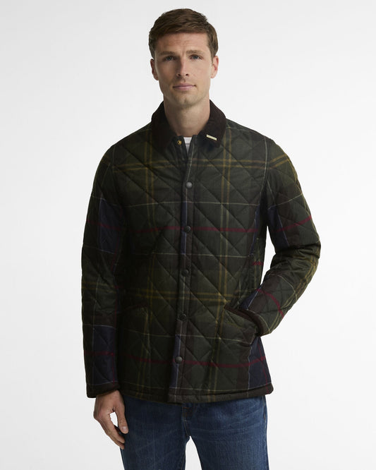 Barbour Icons Tartan Heritage Liddesdale Quilted Jacket in Tartan Green - front