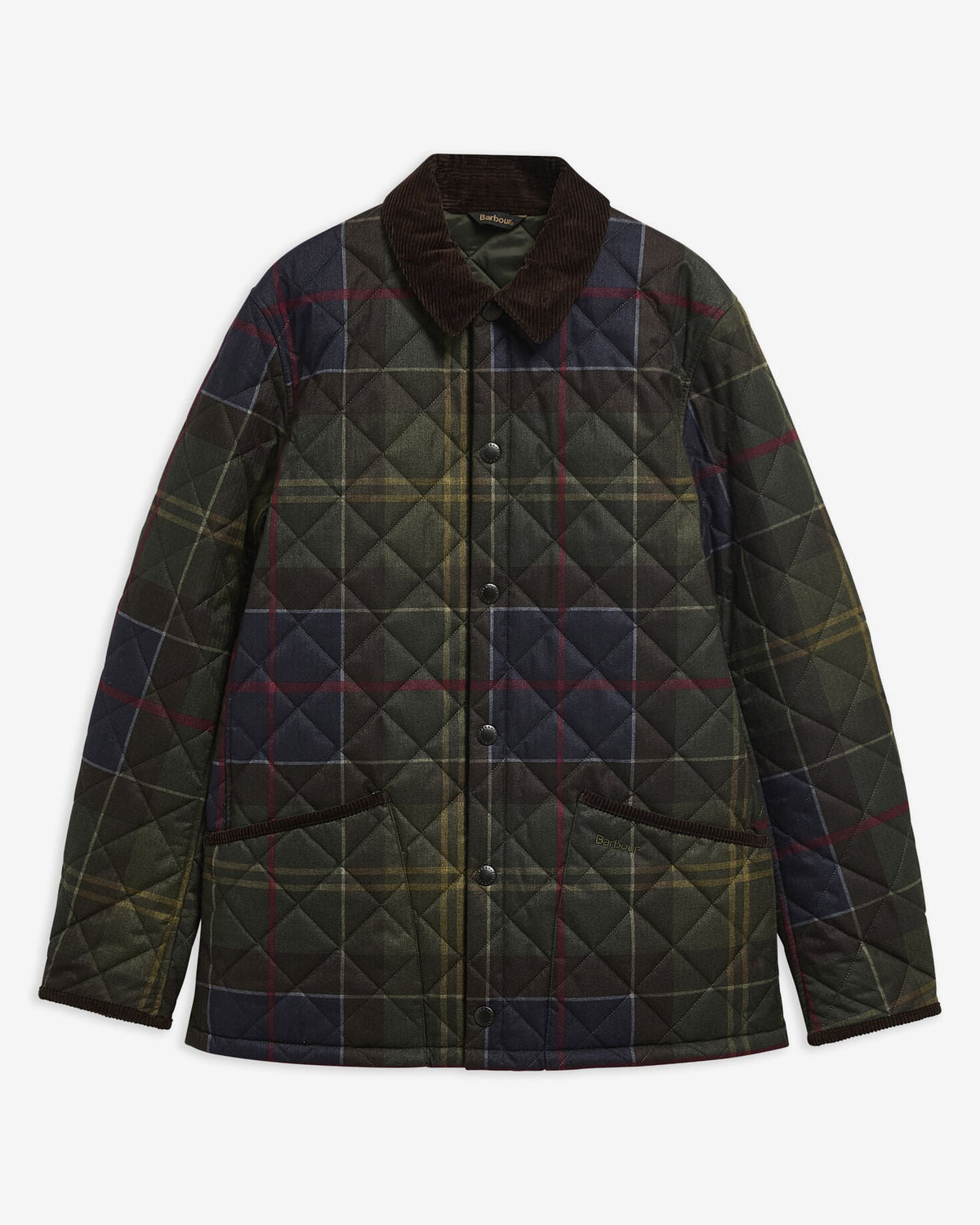 Barbour Icons Tartan Heritage Liddesdale Quilted Jacket in Tartan Green - flat