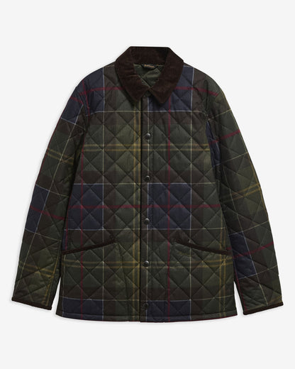Barbour Icons Tartan Heritage Liddesdale Quilted Jacket in Tartan Green - flat