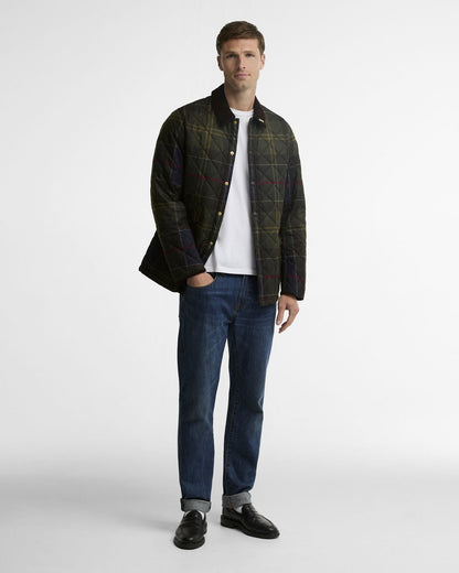 Barbour Icons Tartan Heritage Liddesdale Quilted Jacket in Tartan Green - styled
