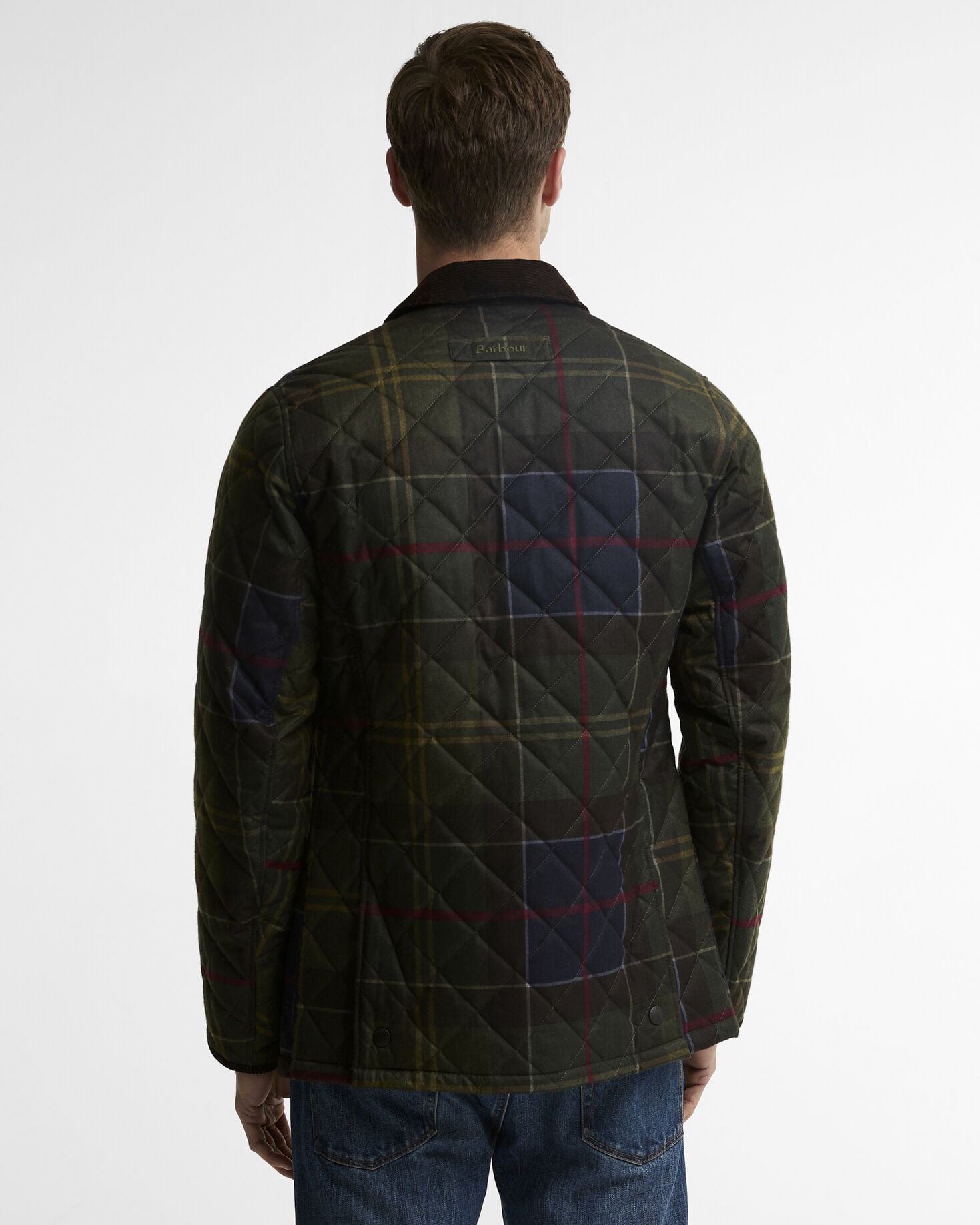 Barbour Icons Tartan Heritage Liddesdale Quilted Jacket in Tartan Green - back