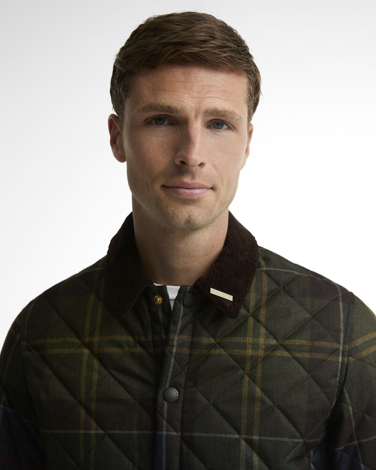 Barbour Icons Tartan Heritage Liddesdale Quilted Jacket in Tartan Green - detail