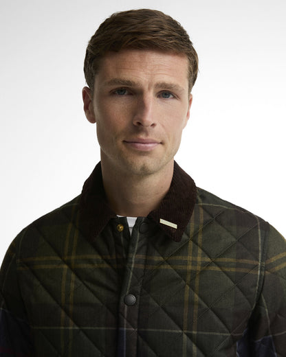 Barbour Icons Tartan Heritage Liddesdale Quilted Jacket in Tartan Green - detail