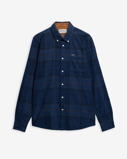 Barbour Blair Tailored Long-Sleeved Shirt in Midnight Tartan - flat
