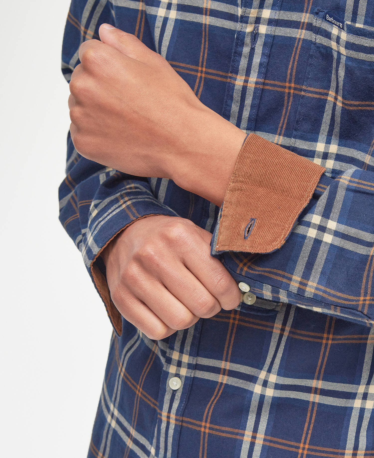 Barbour Crossfell Tailored Long-Sleeved Shirt - Classic Blue MSH4995BL33_05detailb