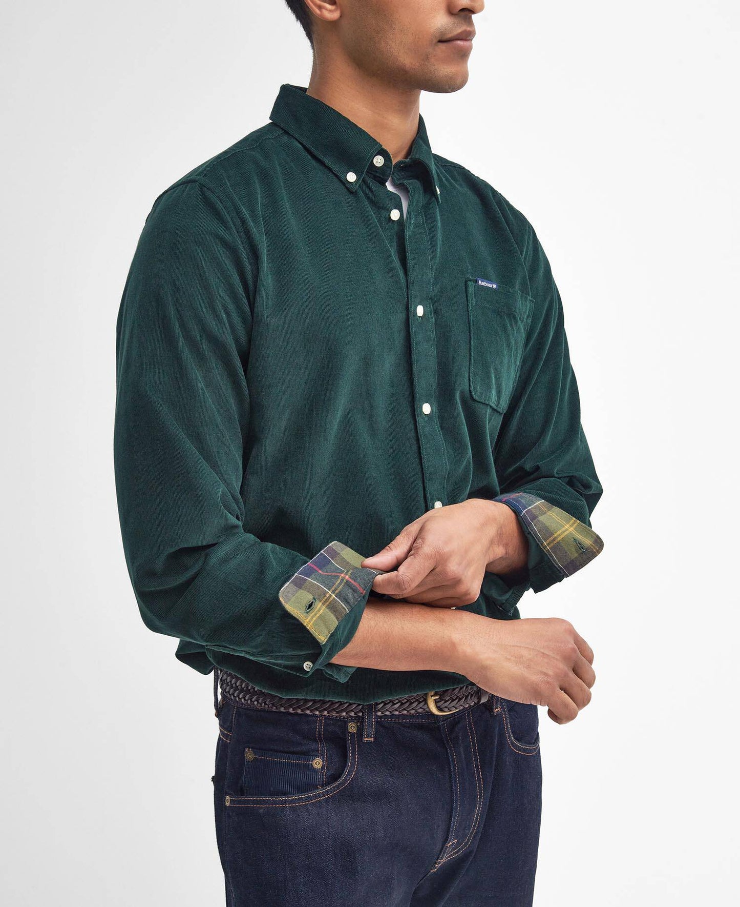 Barbour Ramsey Tailored Long-Sleeved Shirt - Seaweed MSH5001GN73_05detaila