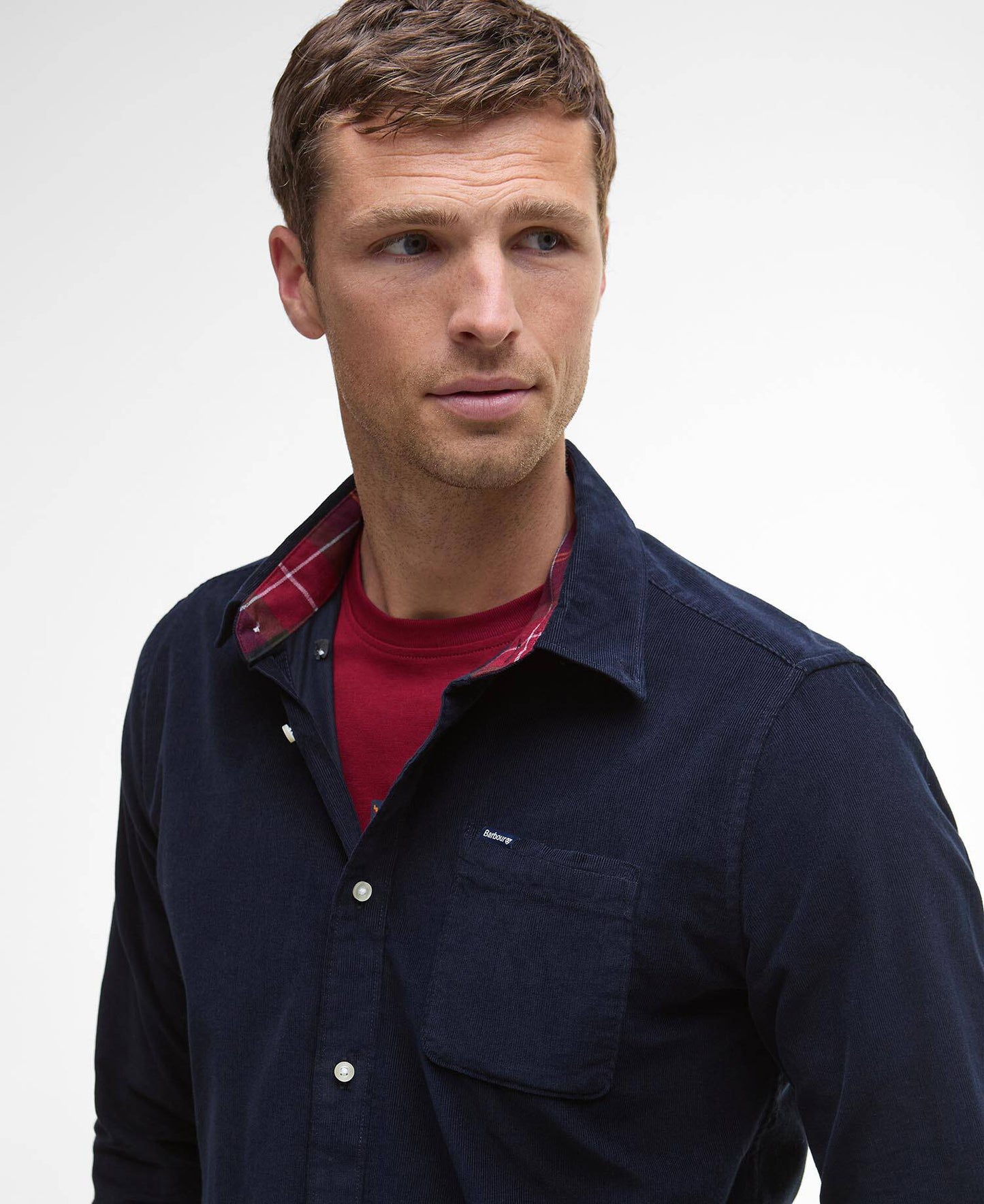 Barbour Ramsey Tailored Long-Sleeved Shirt - Navy/Red MSH5001MI32_05detaila