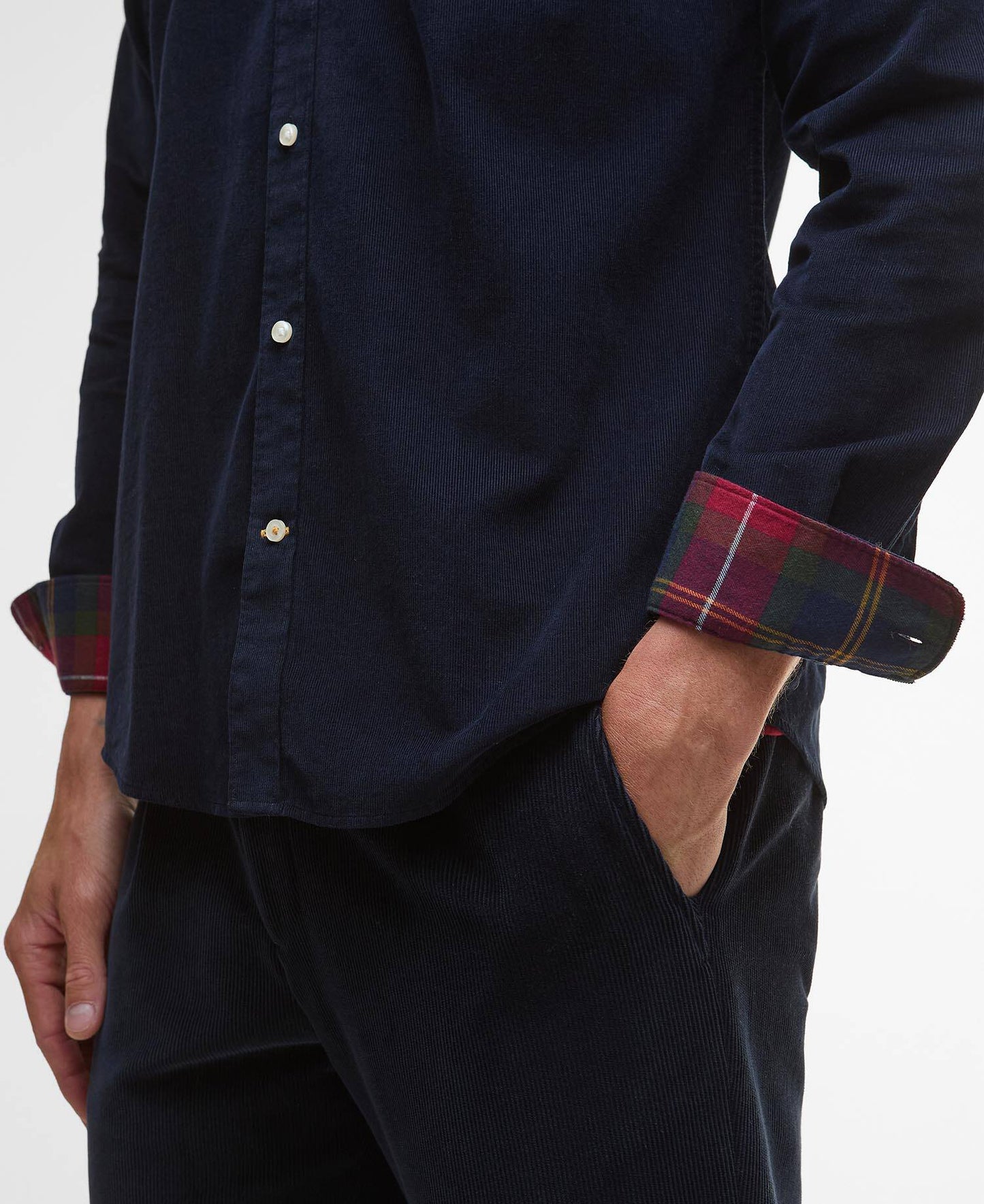 Barbour Ramsey Tailored Long-Sleeved Shirt - Navy/Red MSH5001MI32_05detailb
