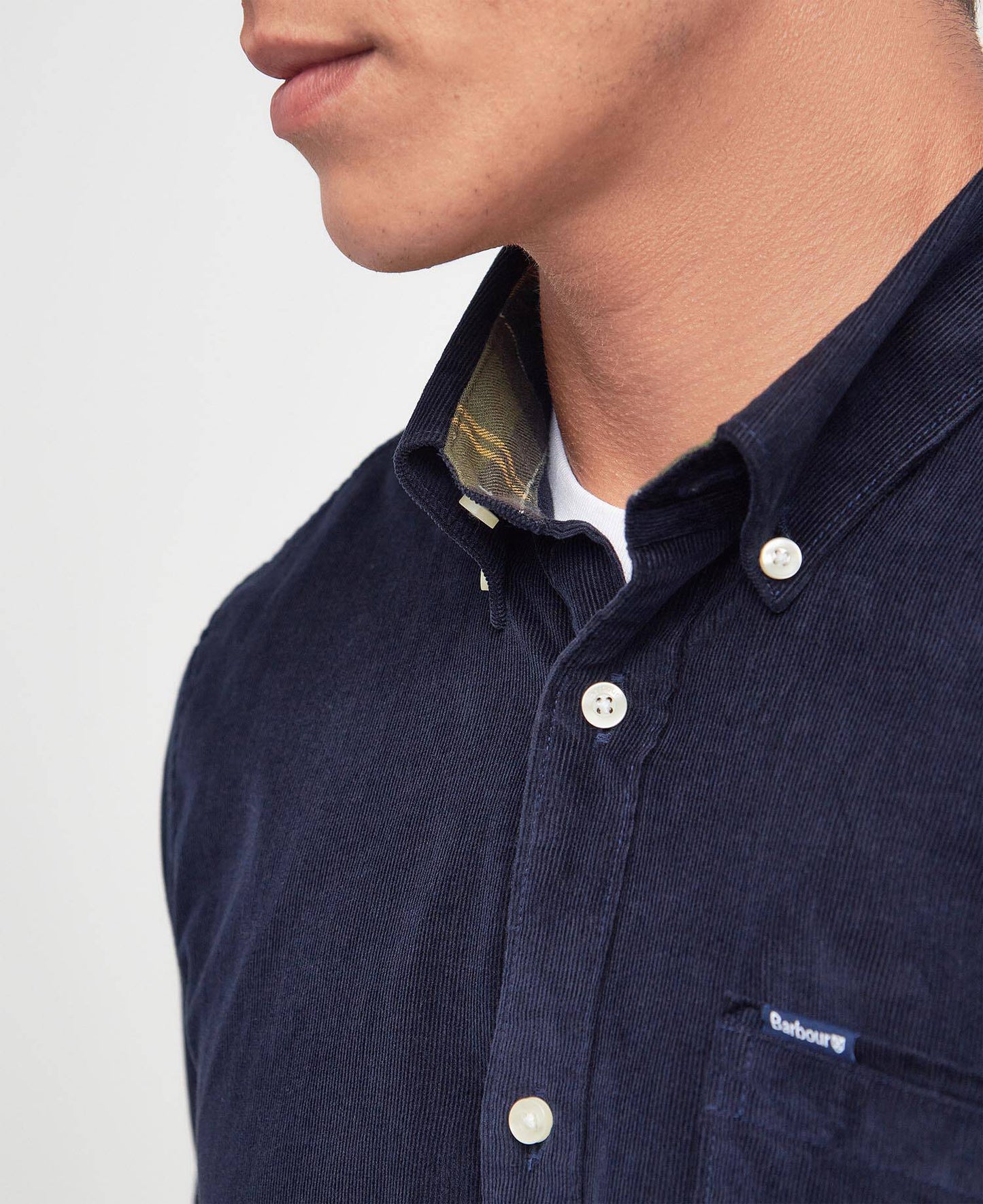 Barbour Ramsey Tailored Long-Sleeved Shirt - Classic Navy MSH5001NY91_05detailb
