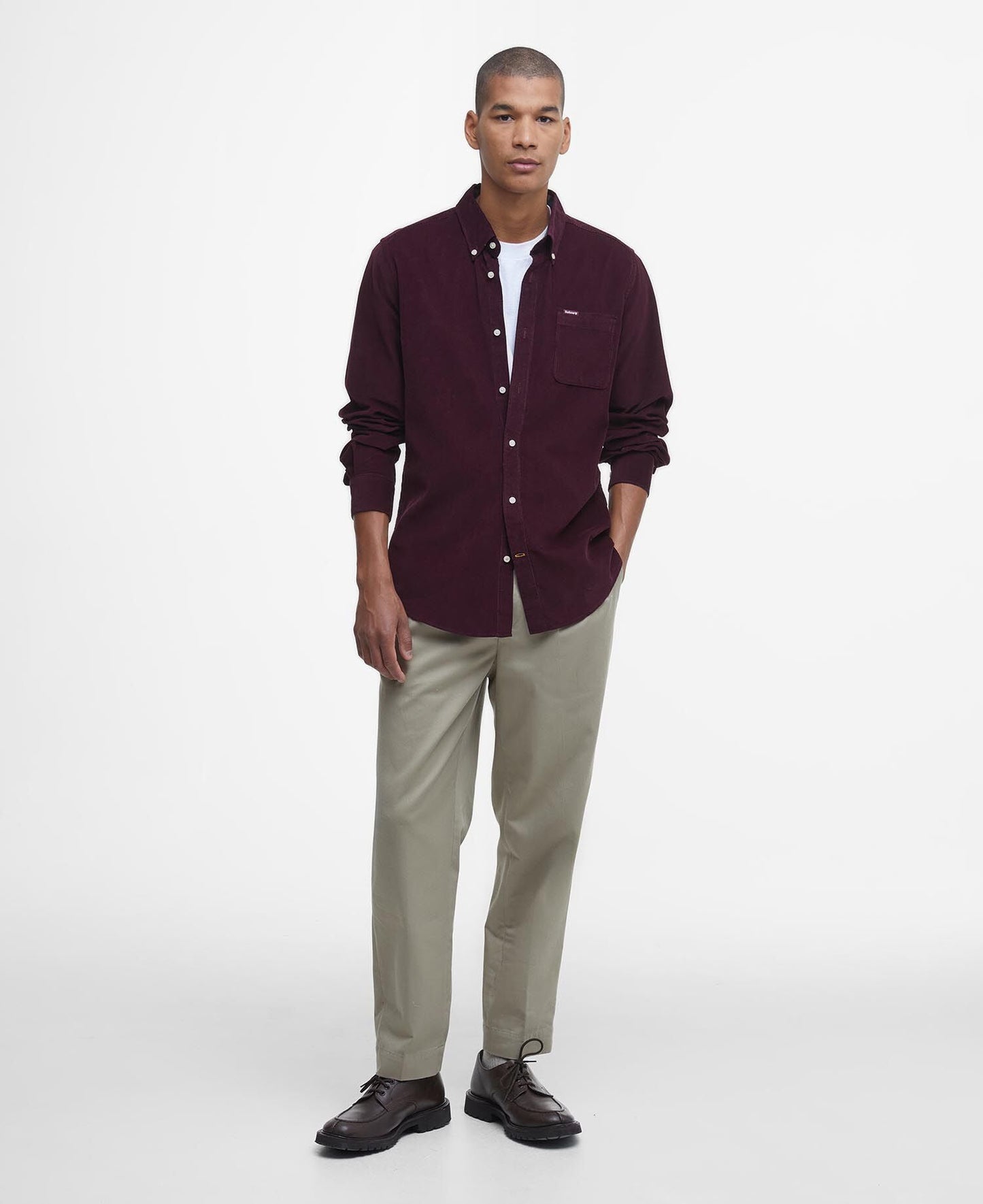 Barbour Ramsey Tailored Shirt Winter Red - styled