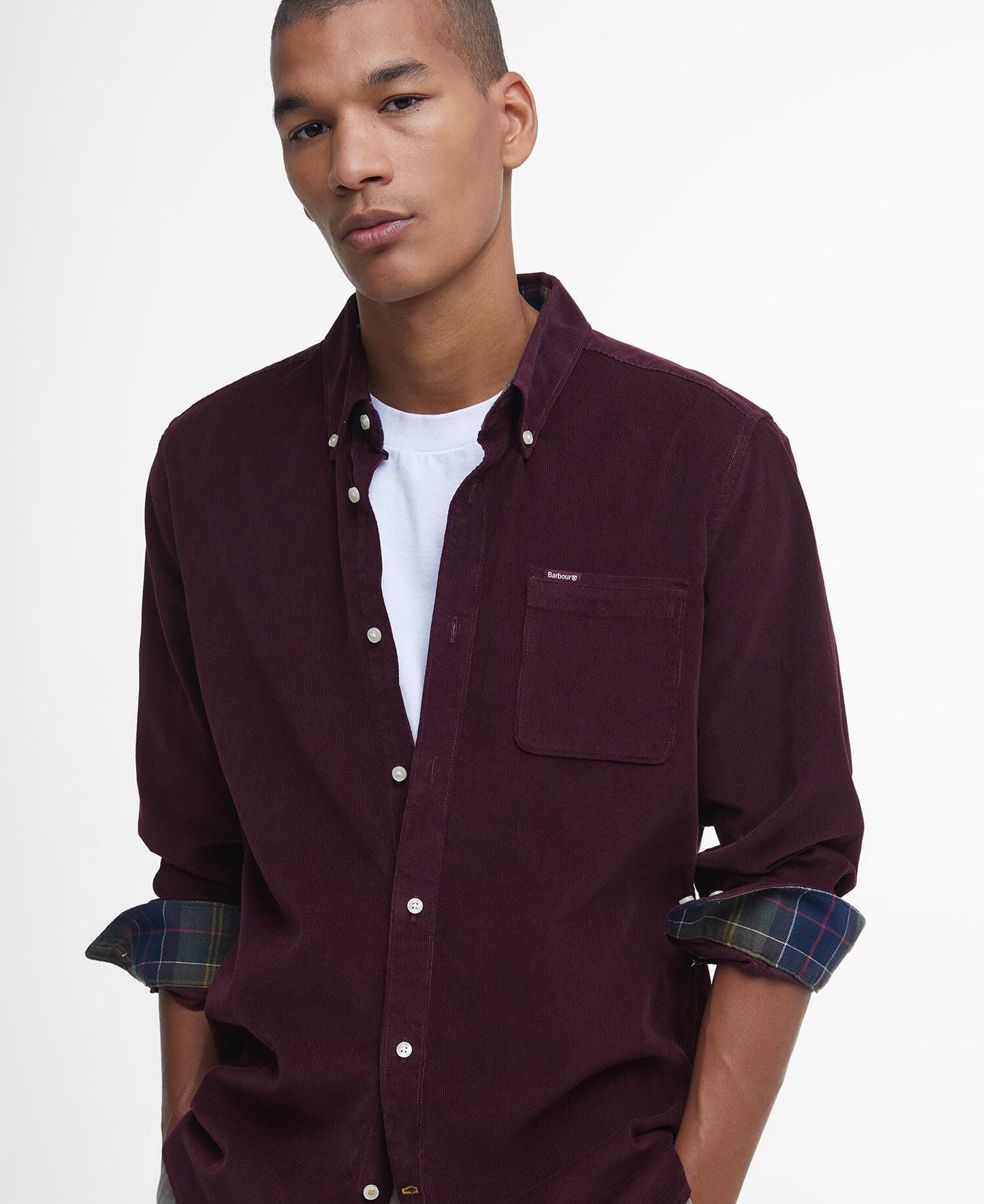 Barbour Ramsey Tailored Shirt Winter Red - detail