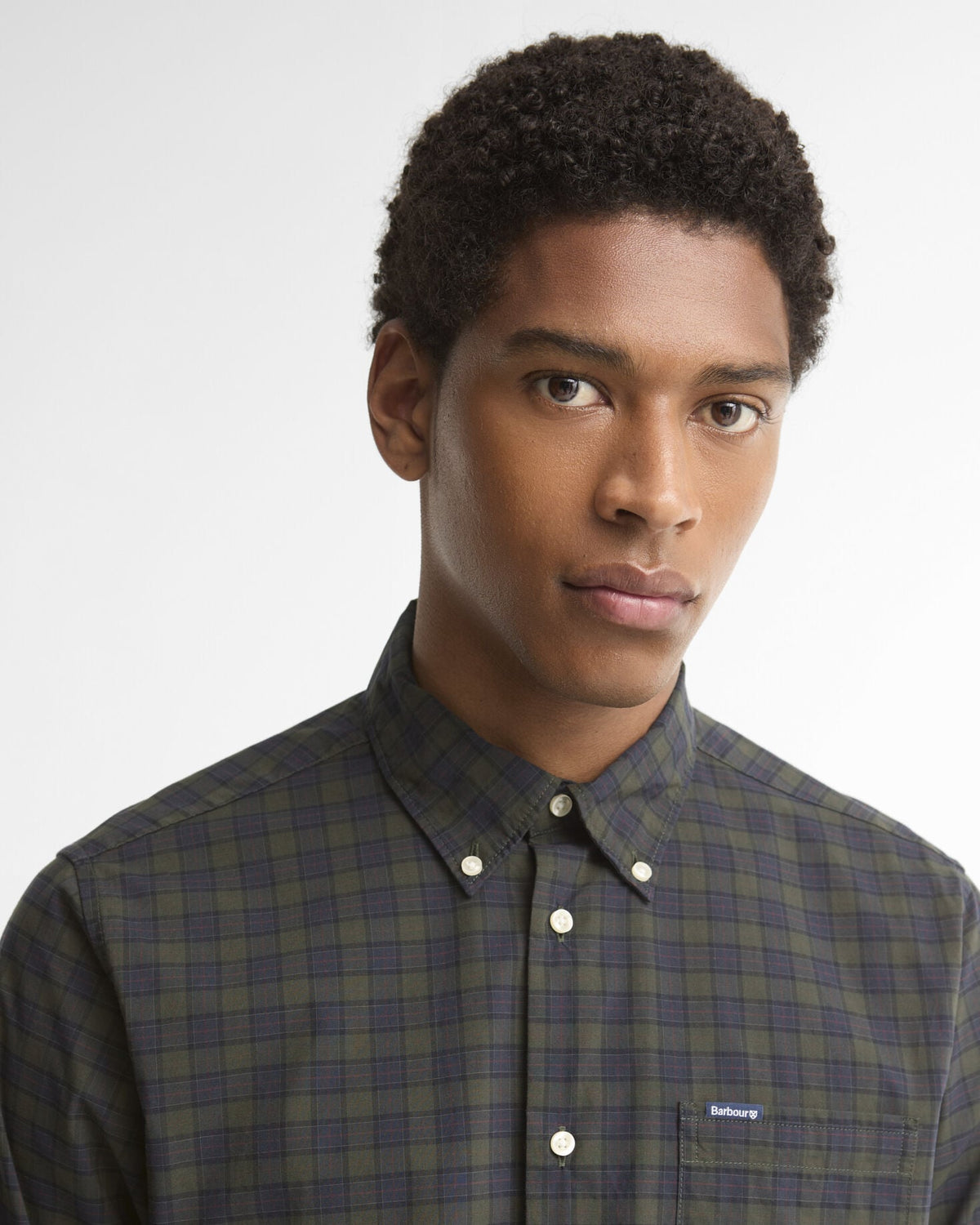 Barbour Lomond shirt in Shadow check, collar and button detail