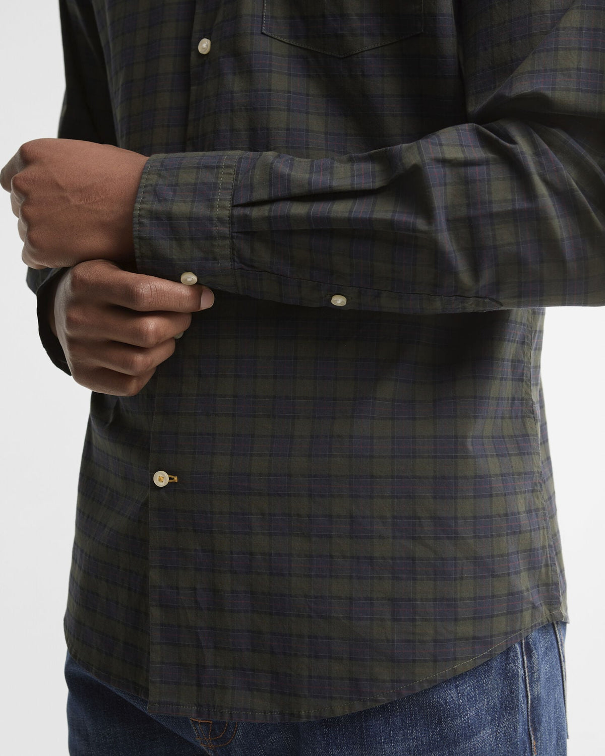 Barbour Lomond shirt in Shadow check, cuff and fabric detail