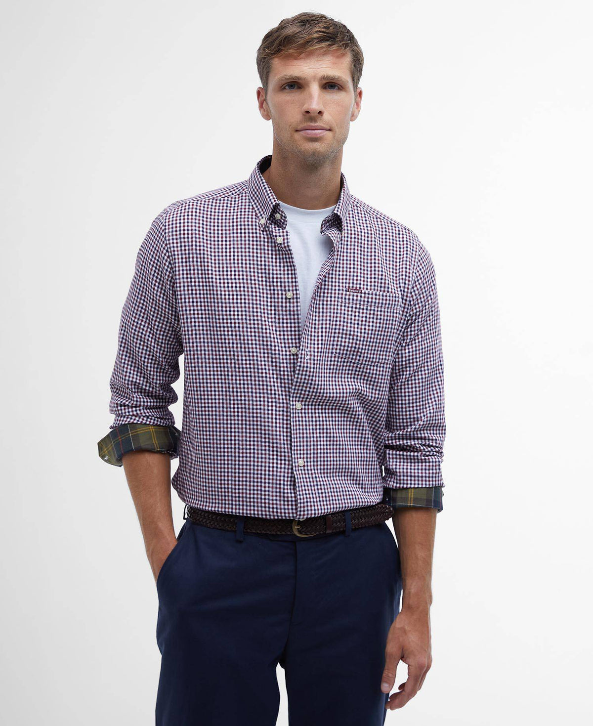 Barbour Padshaw Tailored Long-Sleeved Shirt in Red - front