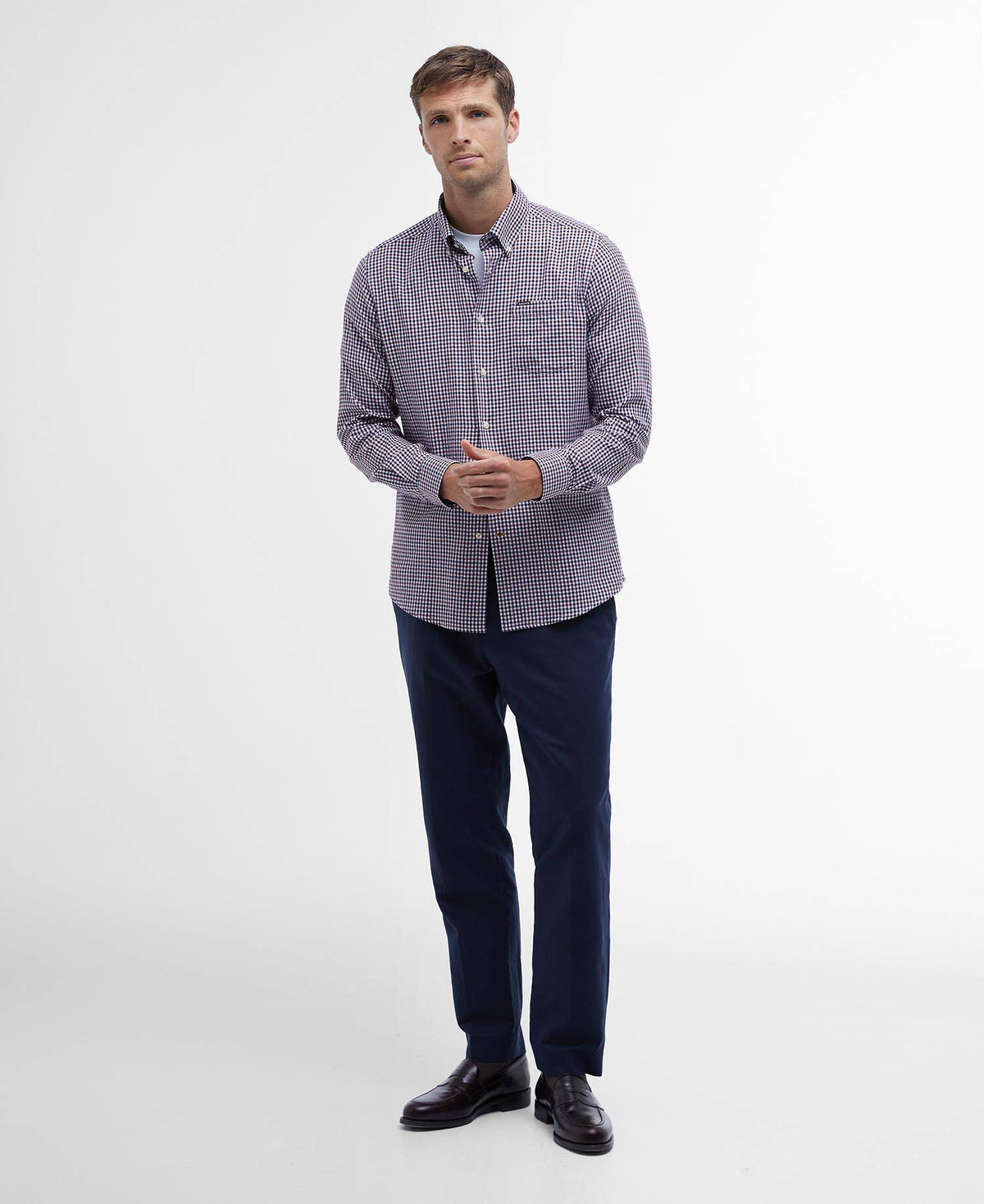 Barbour Padshaw Tailored Long-Sleeved Shirt in Red - styled