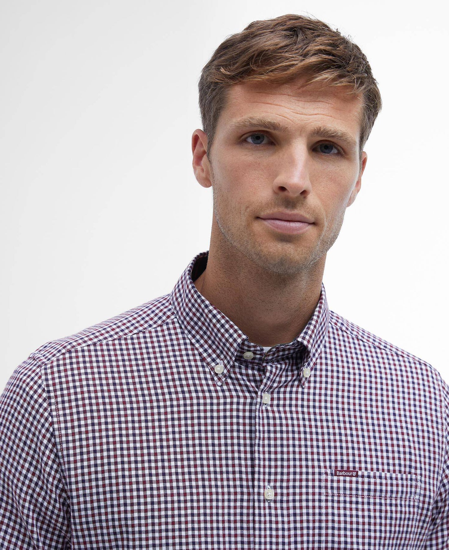 Barbour Padshaw Tailored Long-Sleeved Shirt in Red - detail
