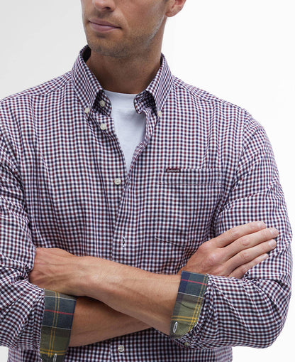 Barbour Padshaw Tailored Long-Sleeved Shirt in Red - fabric detail