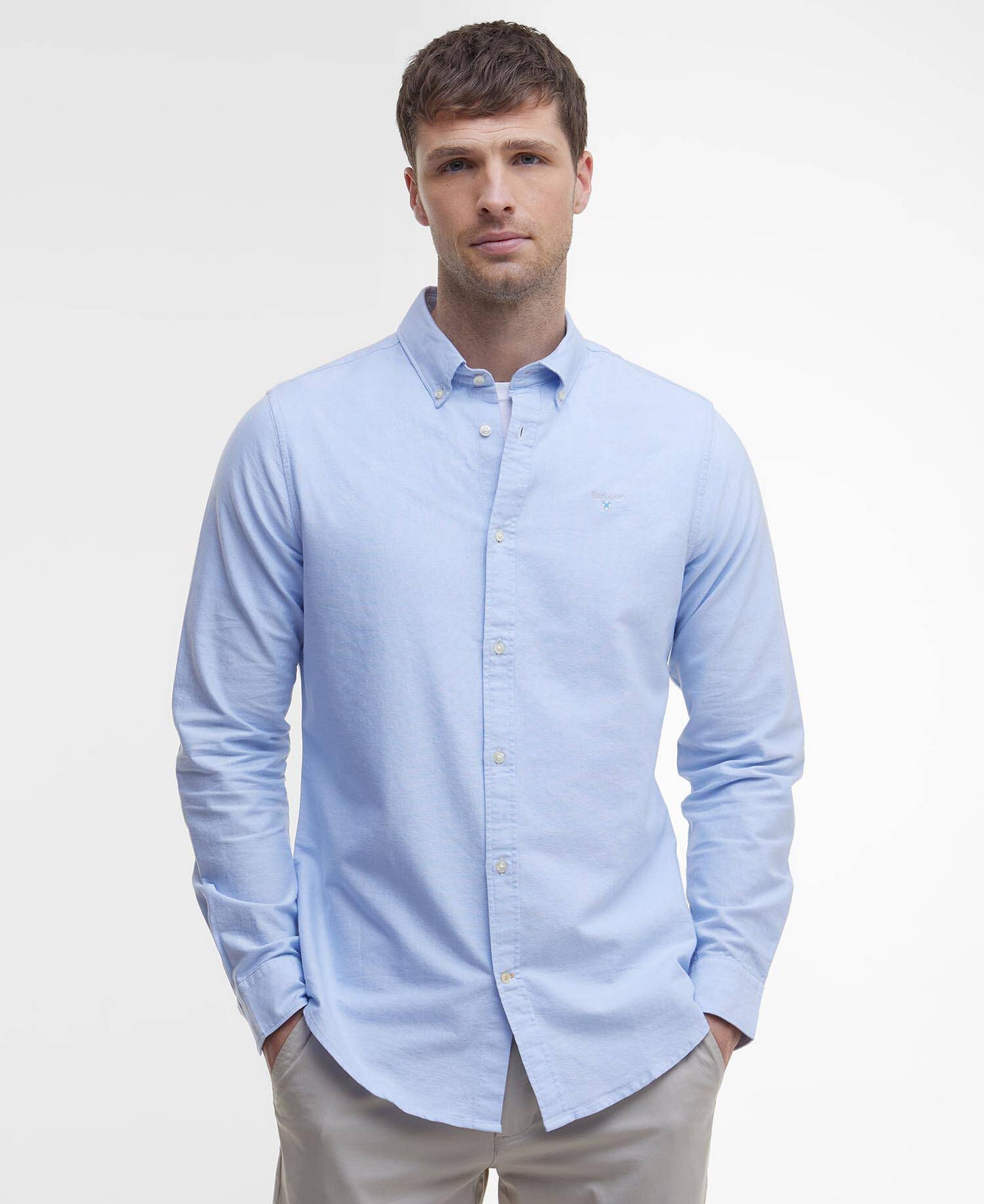 Barbour Oxford Tailored Long-Sleeved Shirt - Sky MSH5301BL32_01front