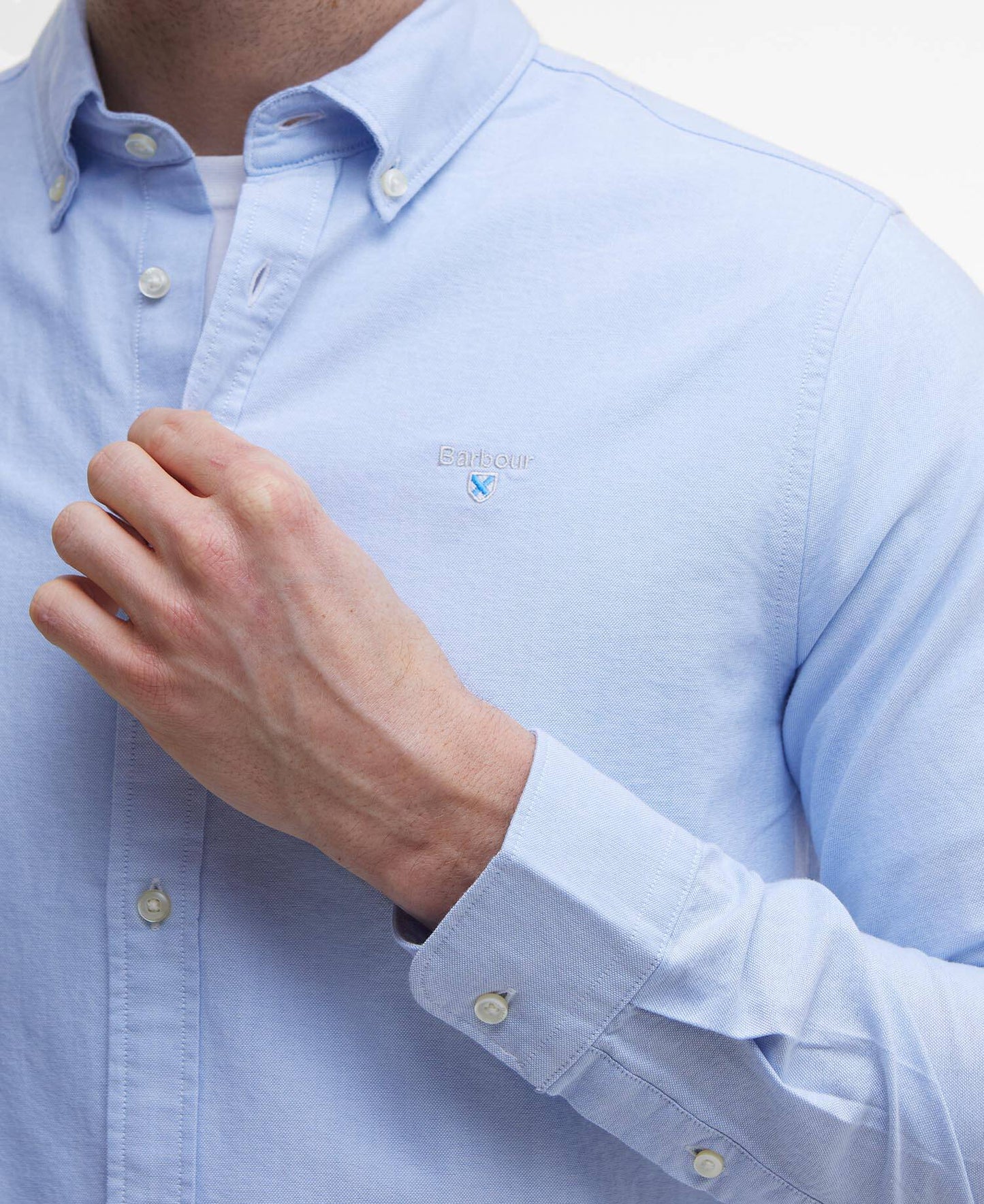 Barbour Oxford Tailored Long-Sleeved Shirt - Sky MSH5301BL32_05detailb