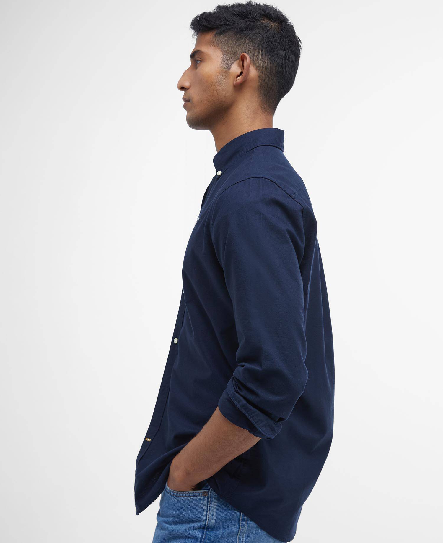 Barbour Oxford Tailored Long-Sleeved Shirt - Classic Navy MSH5301NY91_05detaila