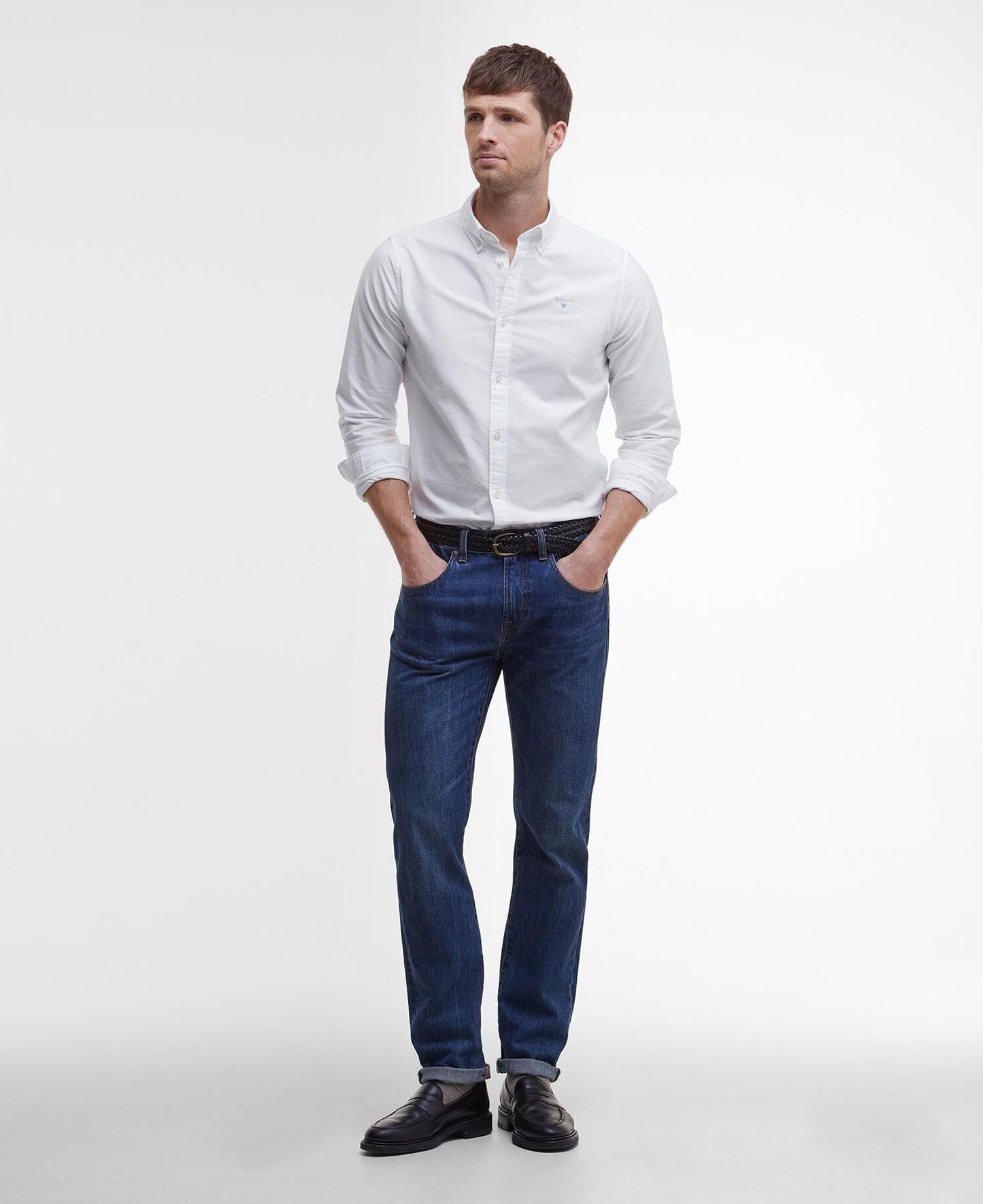 Barbour Oxford Tailored Shirt White - styled