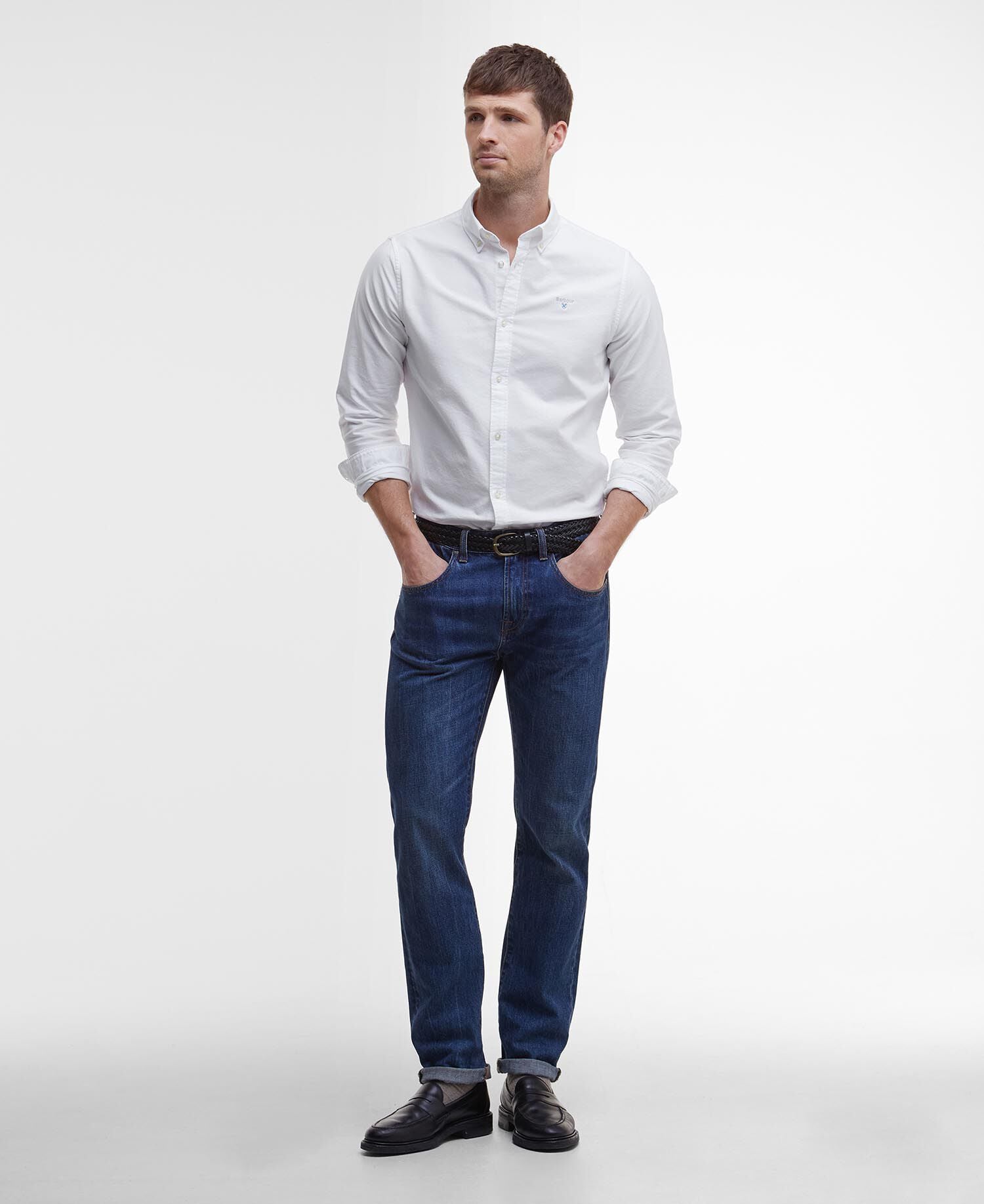 Barbour Oxford Tailored Shirt White - styled