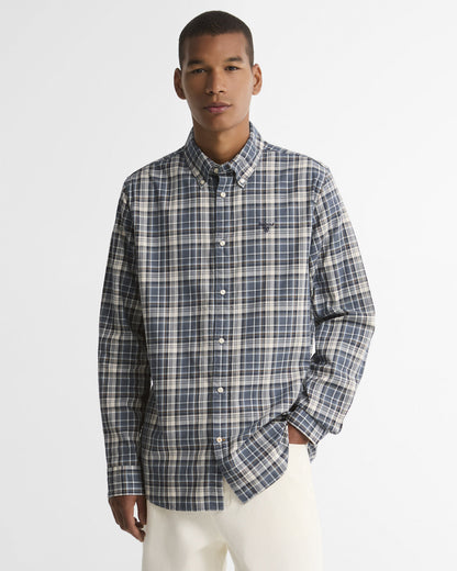 Barbour Mosswood Tailored Long-Sleeved Shirt in Navy - front